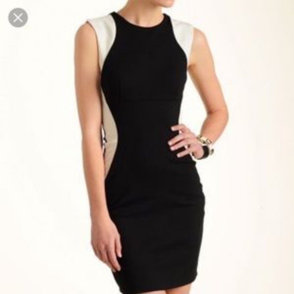 Black and cream fitted contour dress